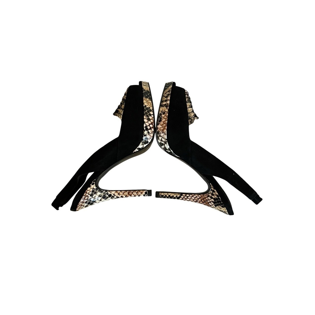 BCBGeneration | Black Suede Slingback Heels Snakeskin Print platform 6.5