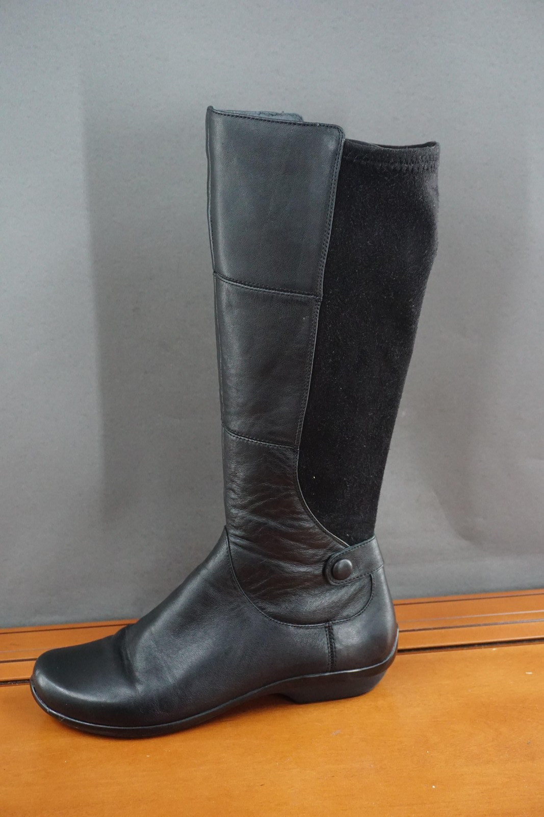 Dansko Odette Tall Riding Boots Womens Size 9 Black Leather Knee High Wedge Zip