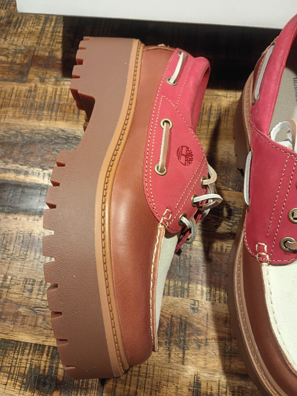 Womens Timberland Stone Street Platform Boat Shoe Rust – Red Prem Leather Sz 9.5