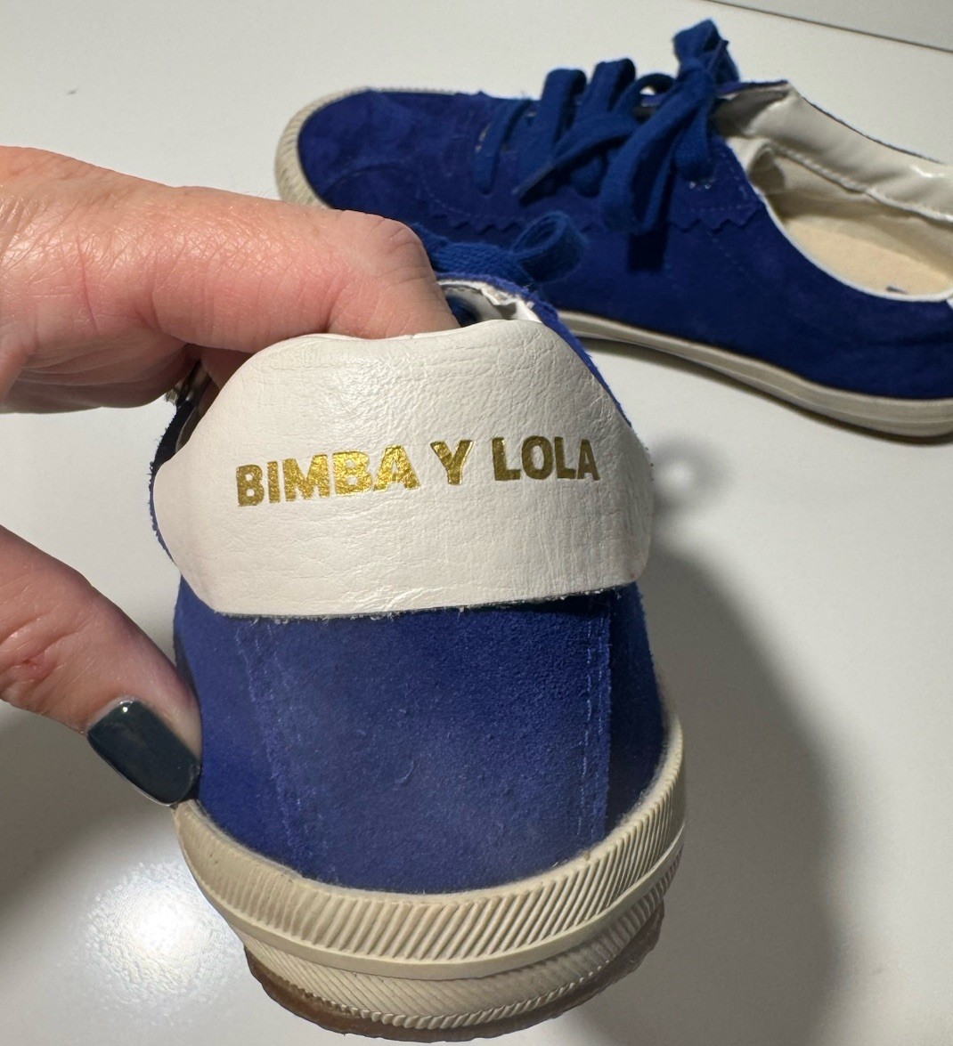 Bimba y Lola Blue Suede Sneakers With Scalloped Upper Women Size 40