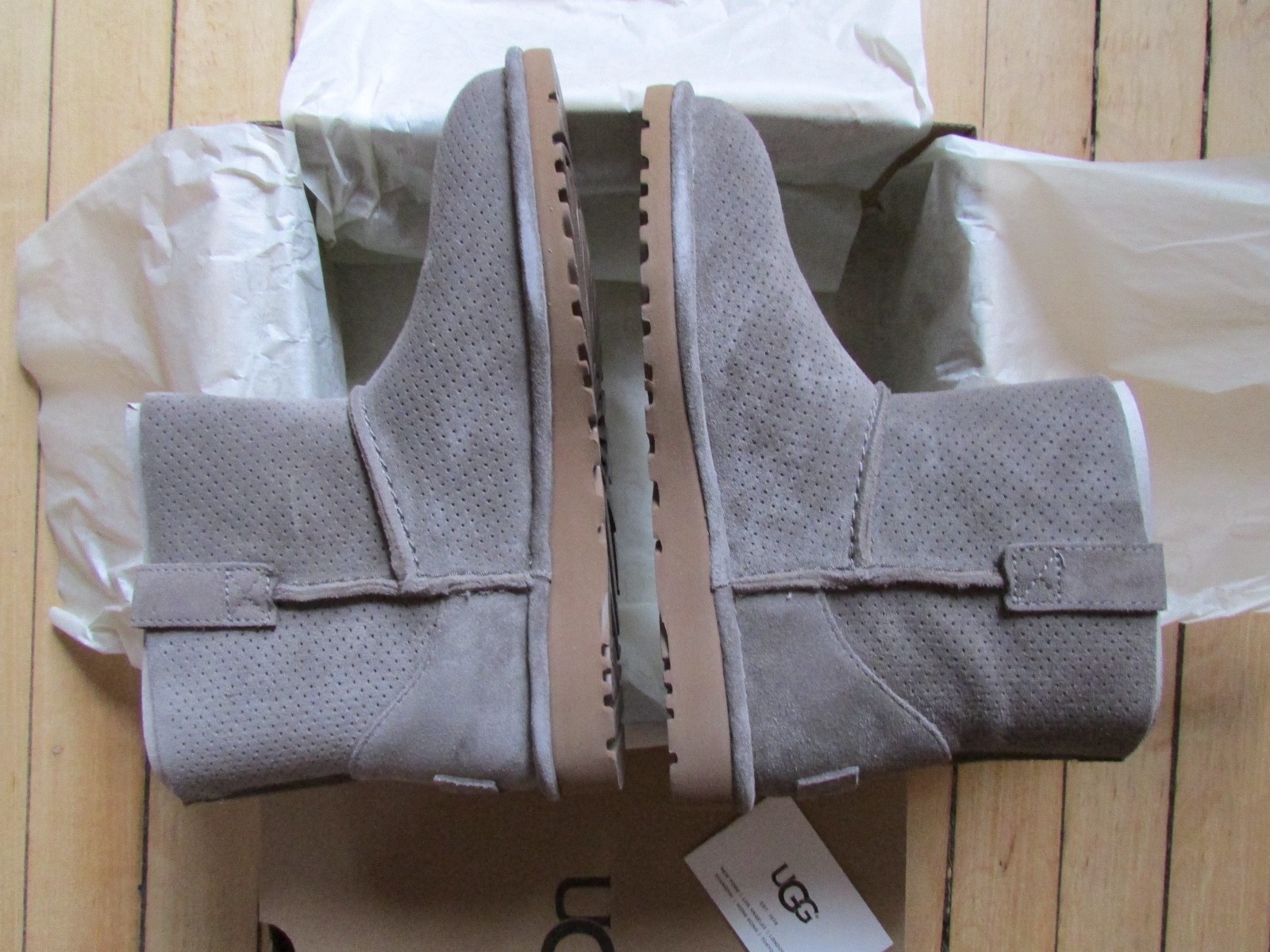 UGG Boots Unlined Mini Perforated Gray Leather Size 6 New $120
