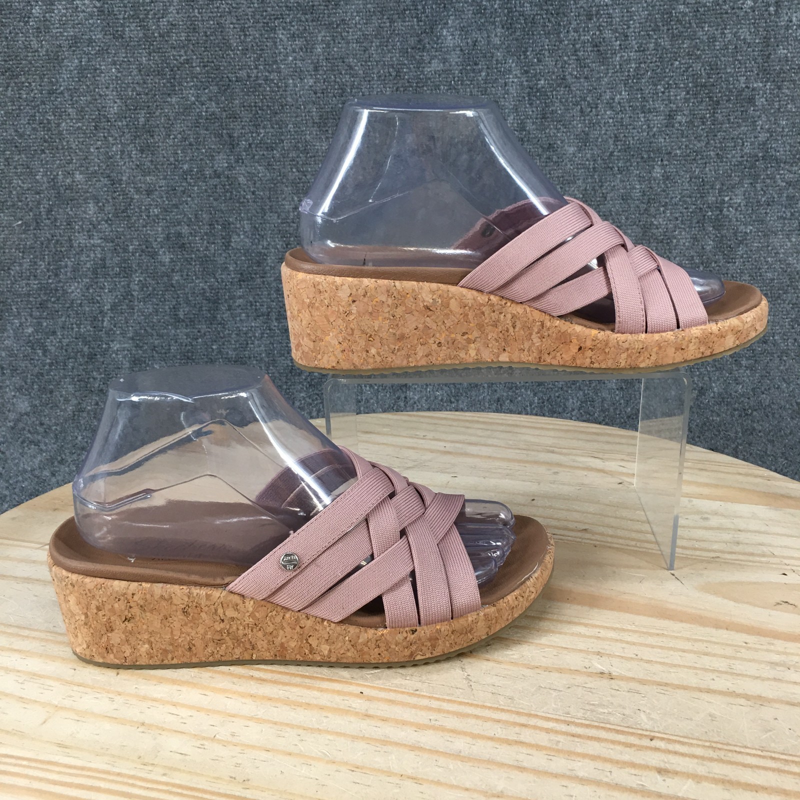 Skechers Arch Fit Beverlee Sandals Womens 7 Cork Wedge Slide 119258 Mauve Purple