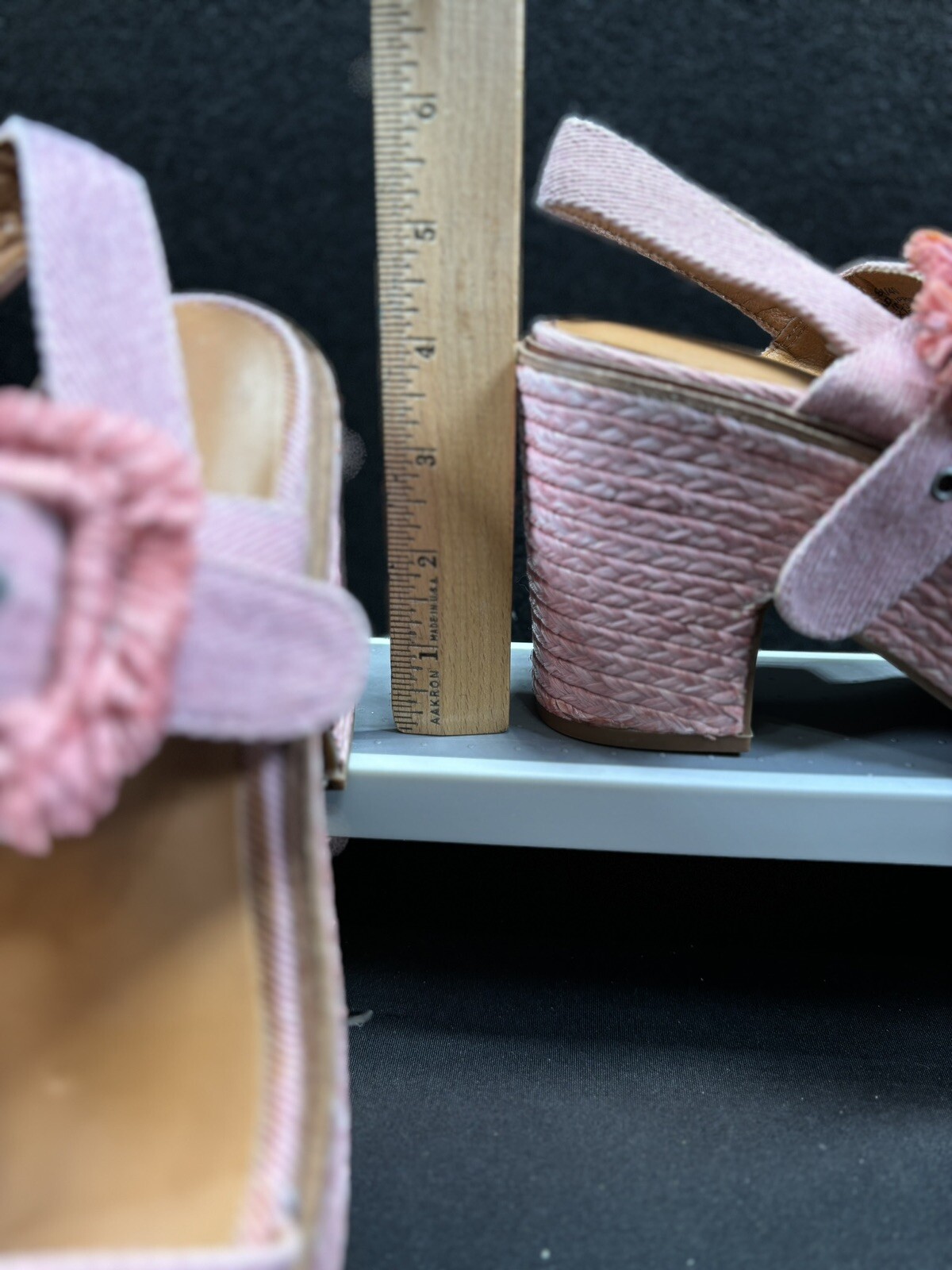 Lucky Brand Yidris Platform Espadrille Heels Sandals Pink Size 9M Straw Buckle