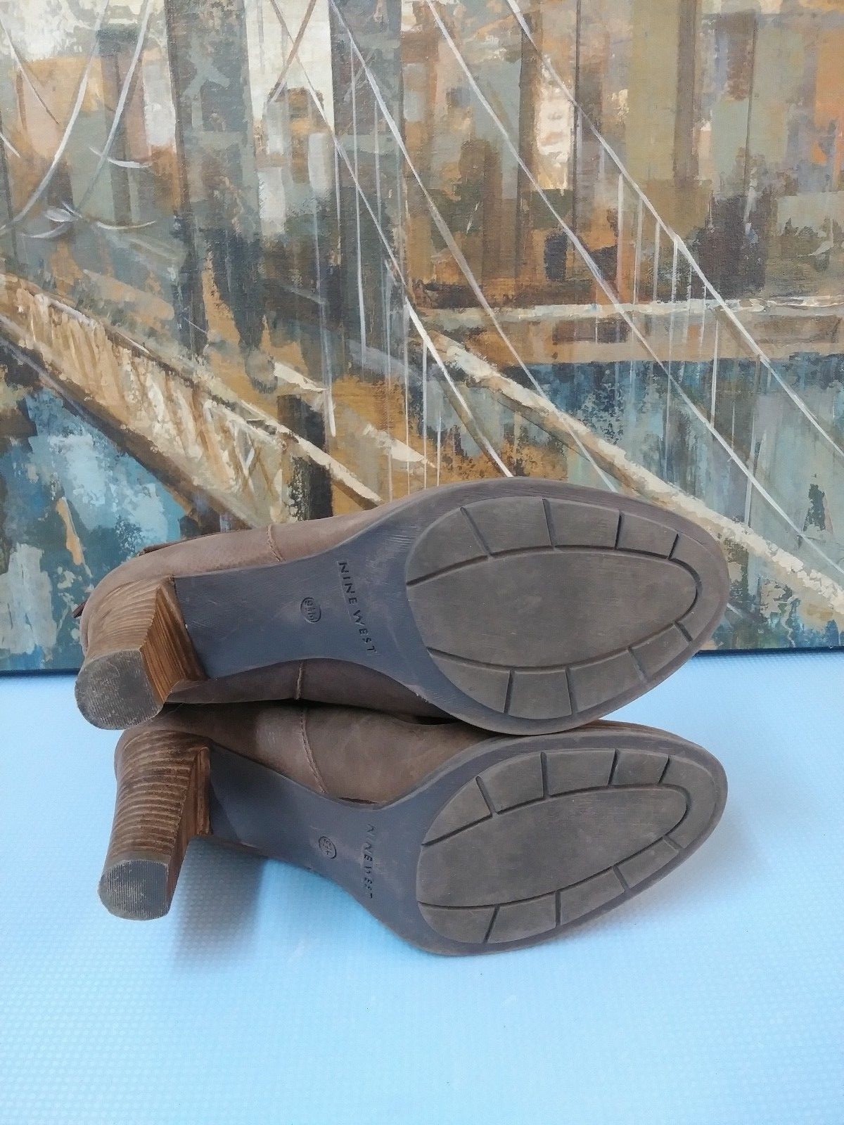 NINE WEST WOMEN’S MID CALF BROWN LEATHER US SIZE 9.5 MEDIUM (B, M)