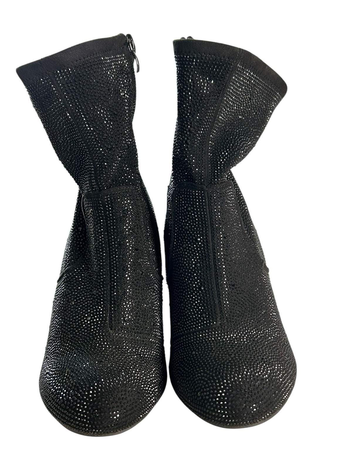 Torrid Black Sparkly Strappy Stretch Embellished Booties Boots, Women 8.5 W Wide