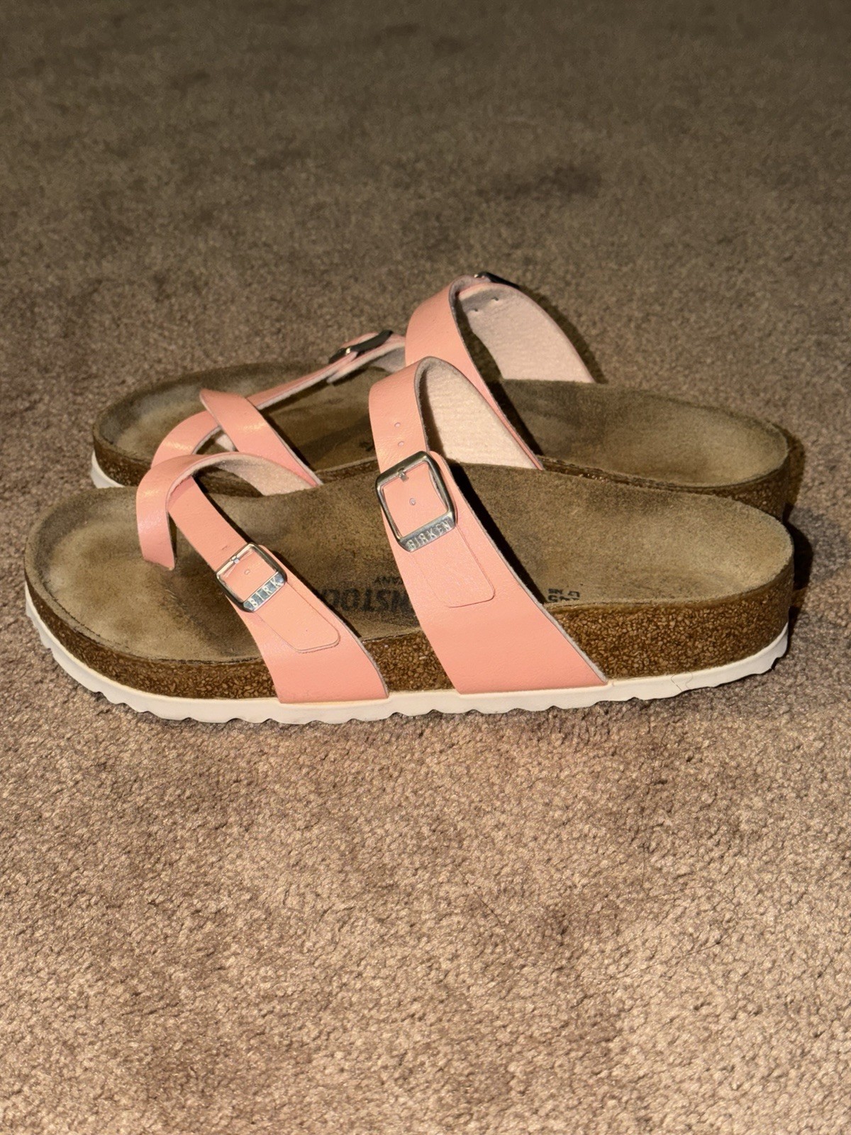 Birkenstock Women’s Mayari Microfiber Birko-Flor Sandals Soft Pink Size 38