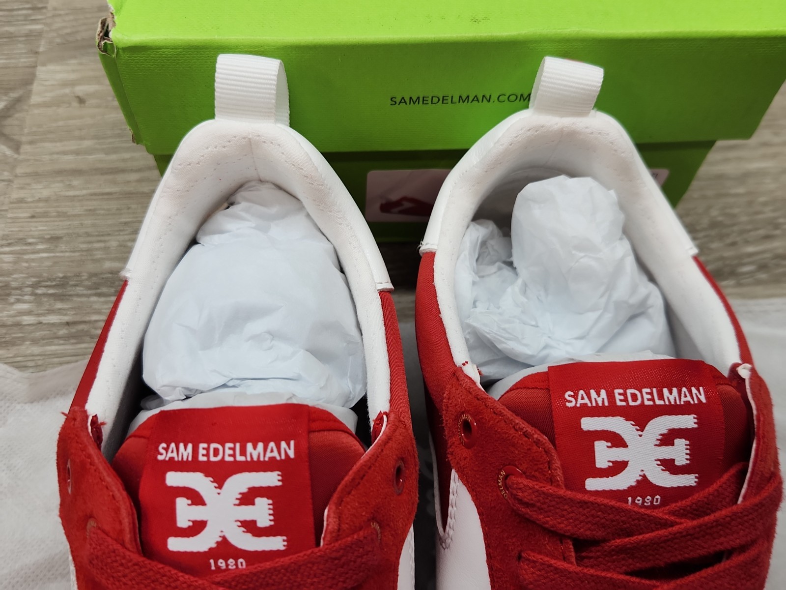 Sam Edelman Zaria Womens Fashion Sneakers Red/White SUEDE (US 7.5 )