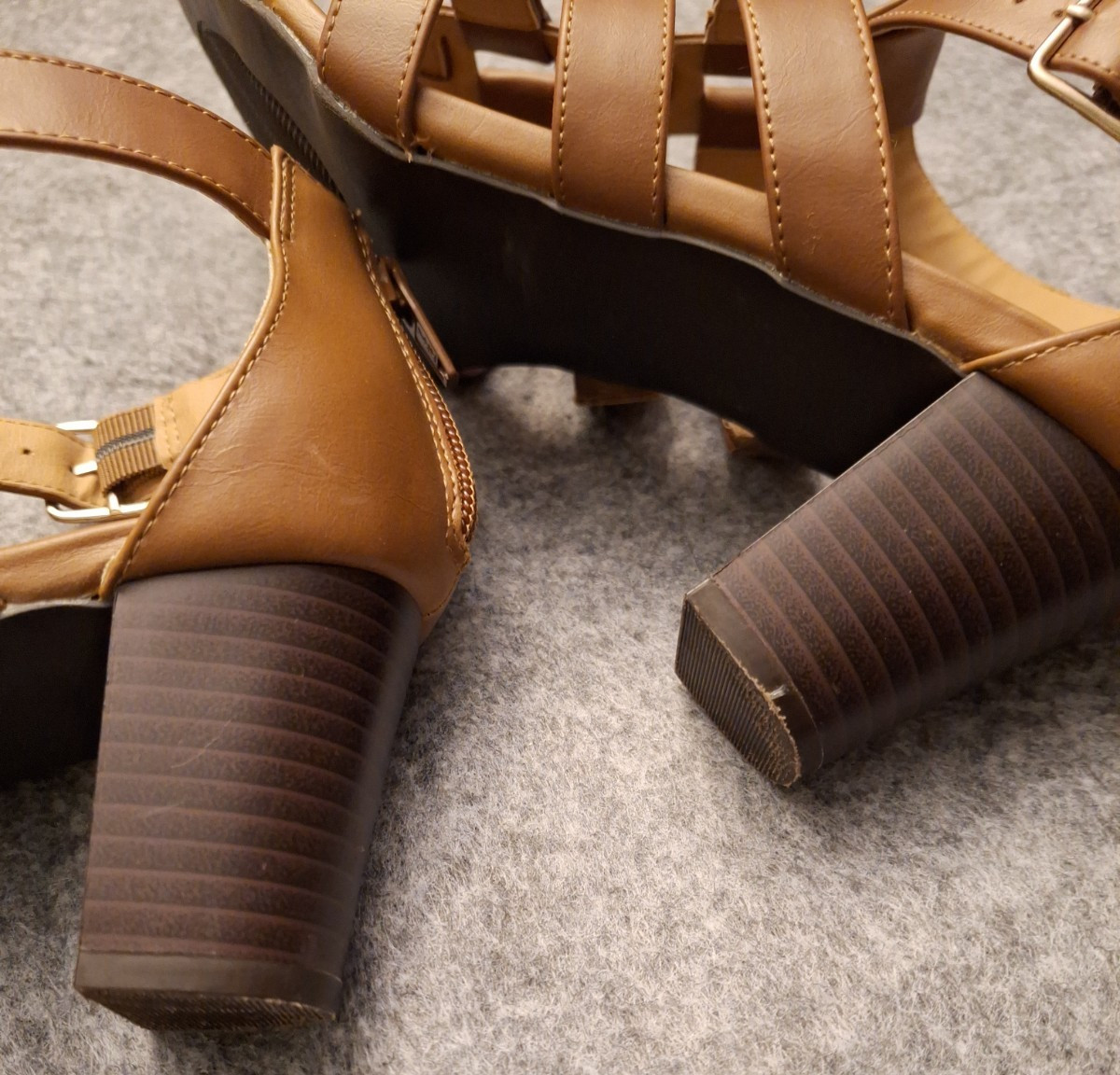 Comfortview Talia Cognac Gladiator Heeled Sandals 7.5 M Back Zip Style 16‑0895‑9