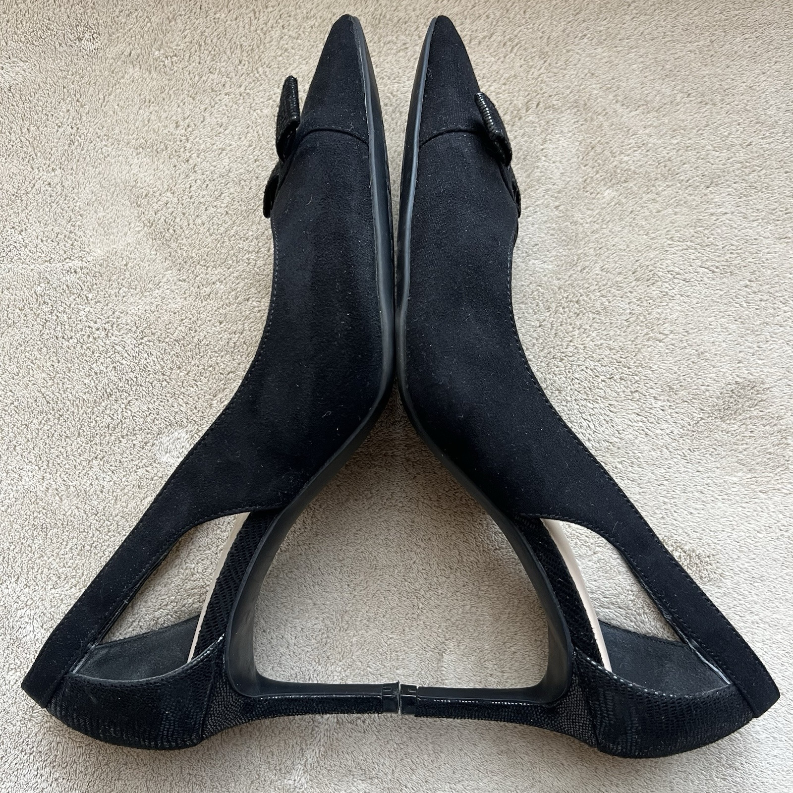 Kelly & Katie Zonya Black Faux Suede Textile Heels Pumps Women US 8.5 EU 39 Bow