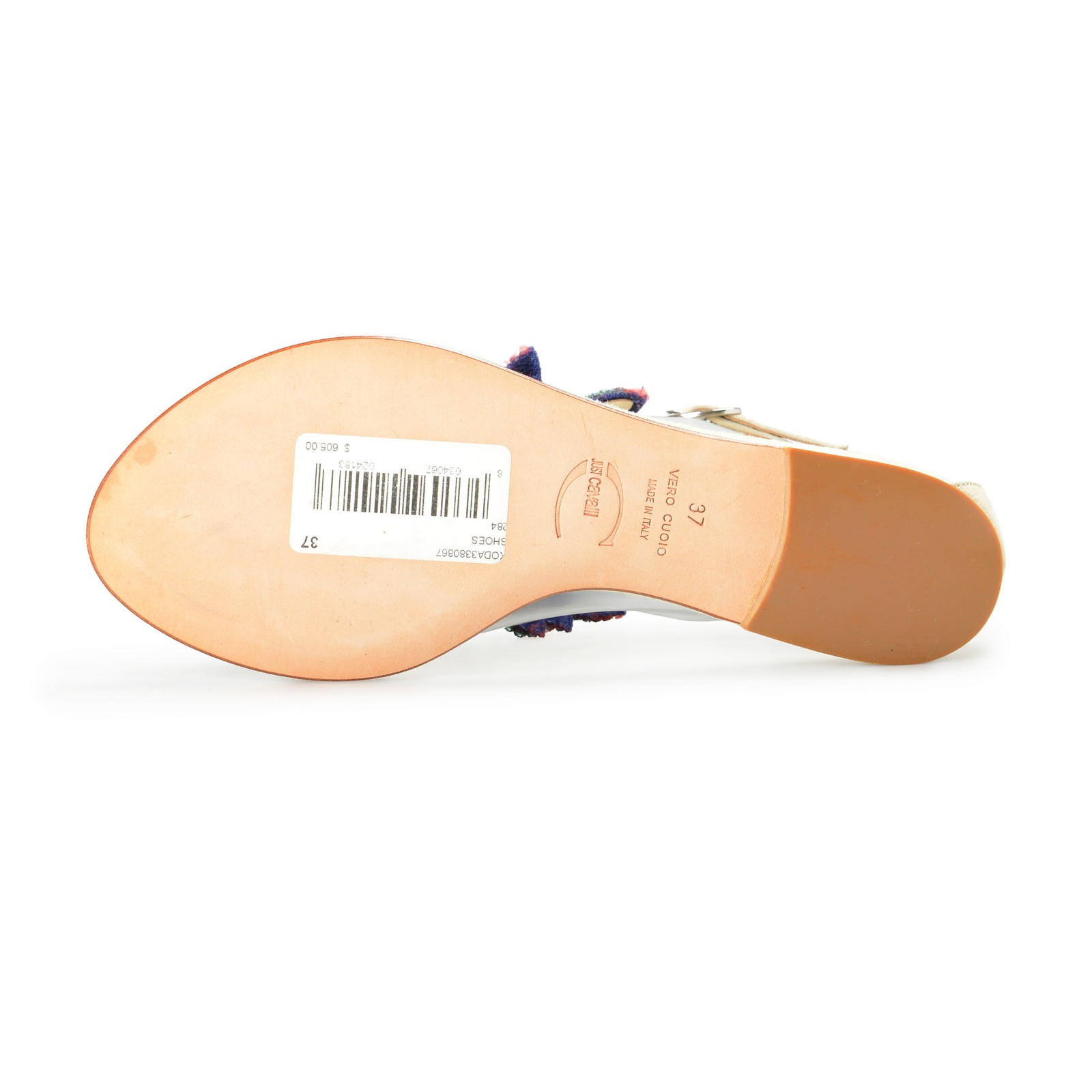 Just Cavalli Women’s Leather & Suede Flat Sandals Shoes US 7 IT 37