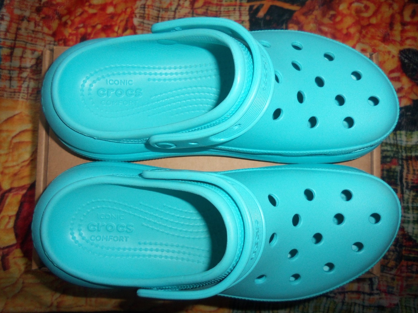 Crocs Blue Classic Crush Clogs Wedge Platform Mules Sandals Size W 10 – M 8