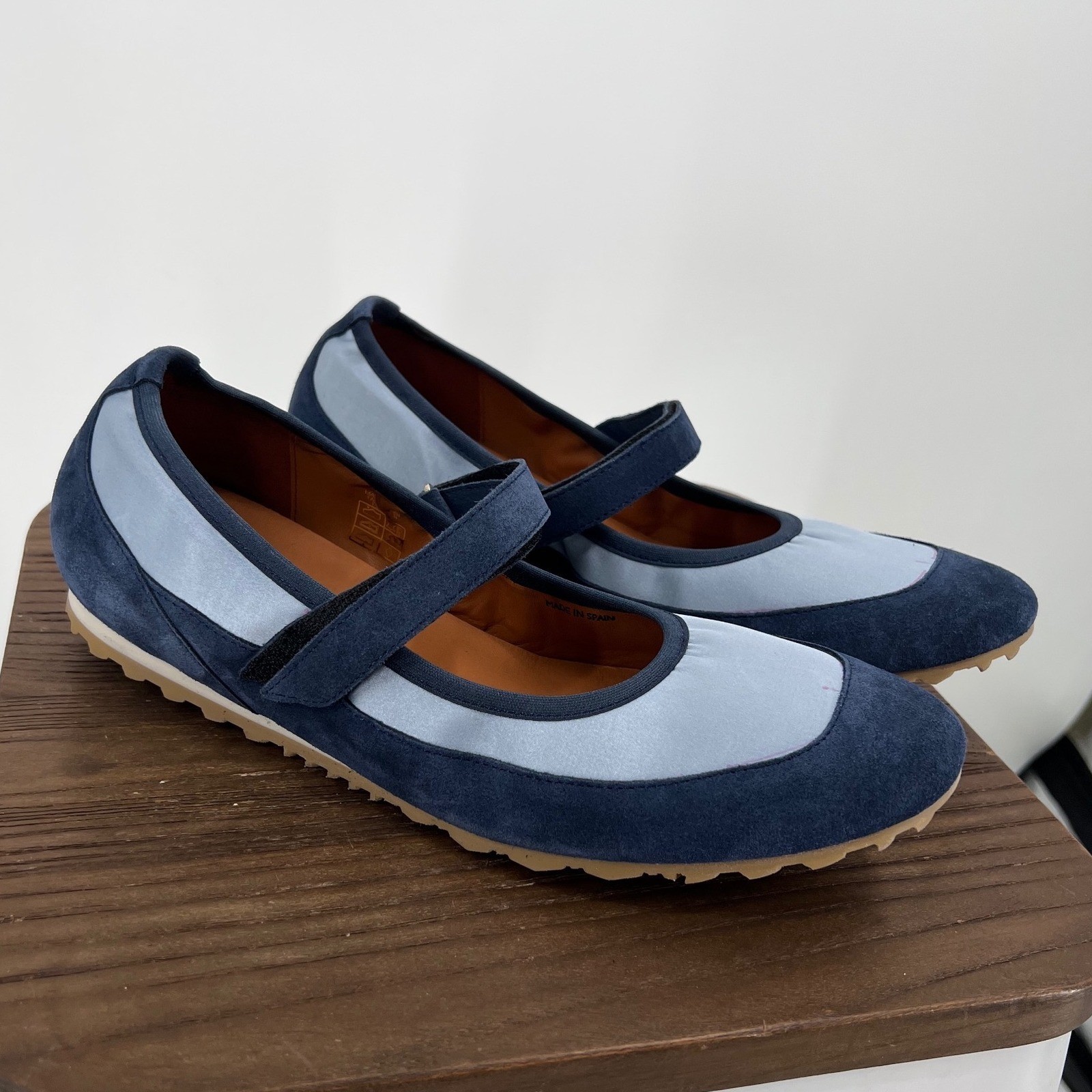 Maeve Blue Suede Satin Mary Jane Sneakers Size 41 Navy Light Blue NIB