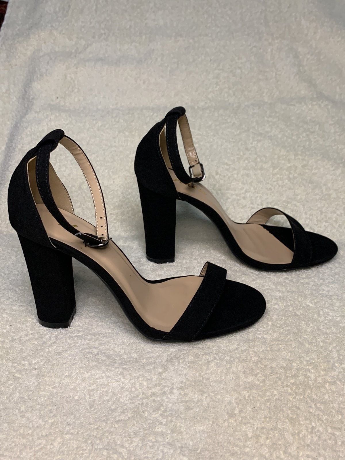Black Heels For Women Open Toe Ankle Strap High Heels Size 7B