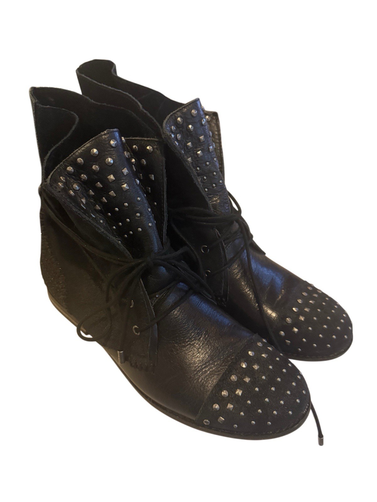 The Sak Jada Black Studded Leather Moto Ankle Boots Boho Punk Festival NWT 9 NEW