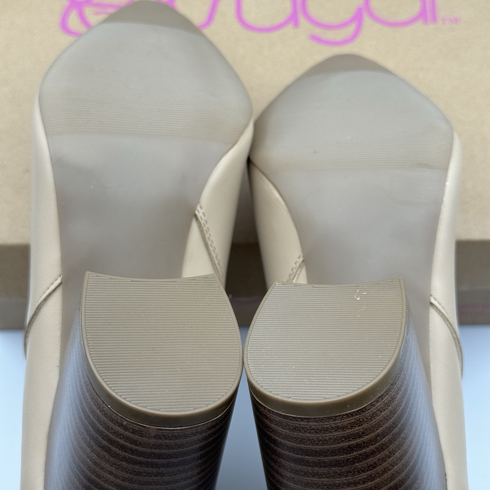 Sugar Evvie Tan Smooth Block Heel Ankle Boots Women’s 9M Zip Booties