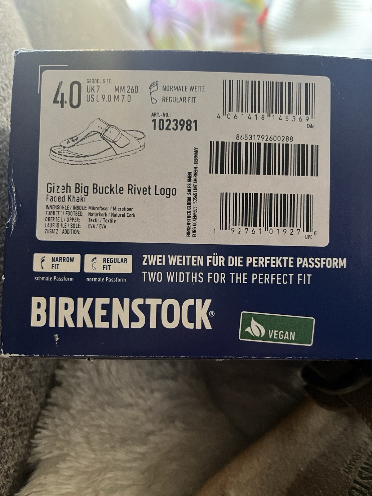EUC ~ Birkenstock Women’s Gizeh Vegan Big Buckle Textile Thong Sandals Regular