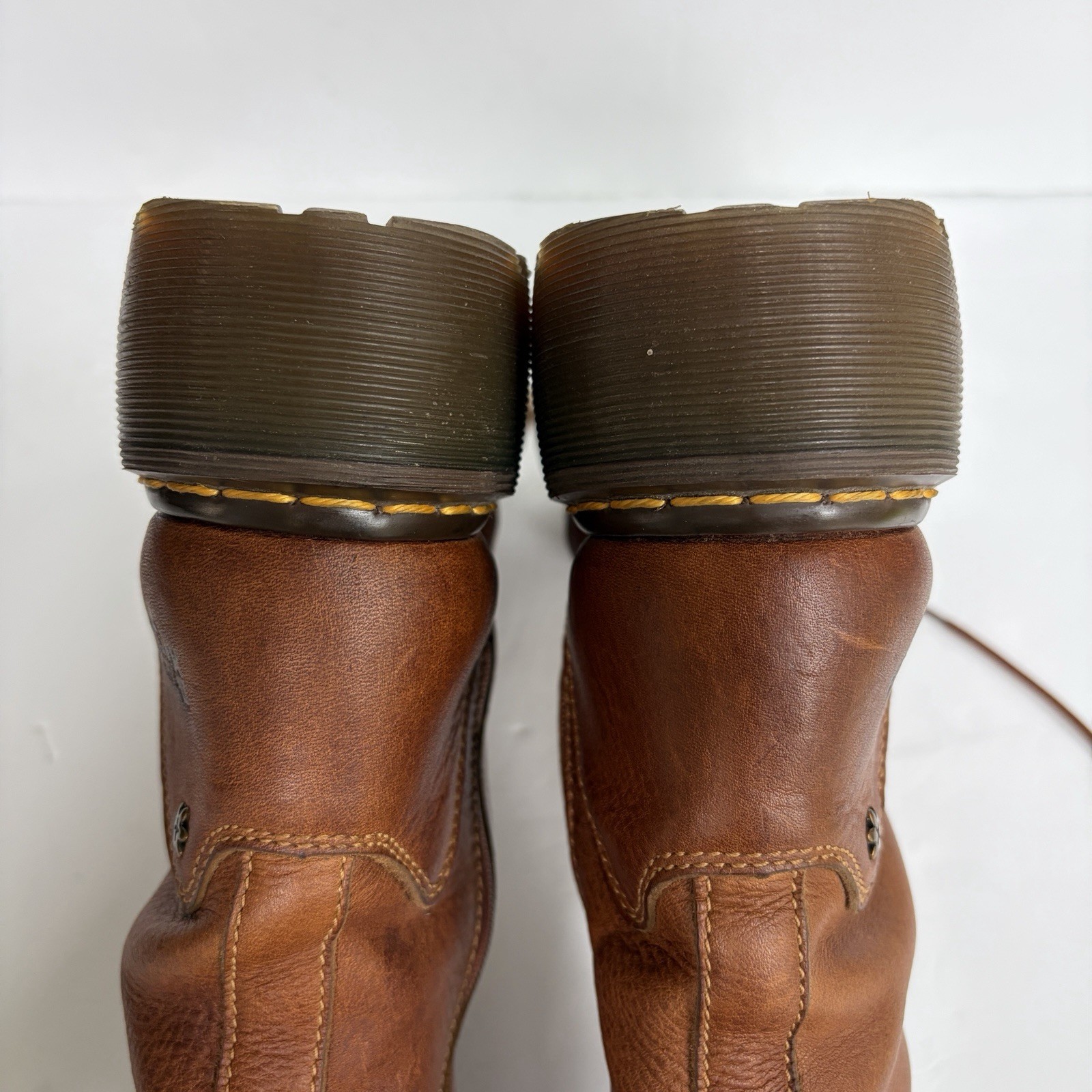 VTG Doc Martens Miranda Combat Boots Womens 8/8.5 Brown Lace Up Chunky Platform