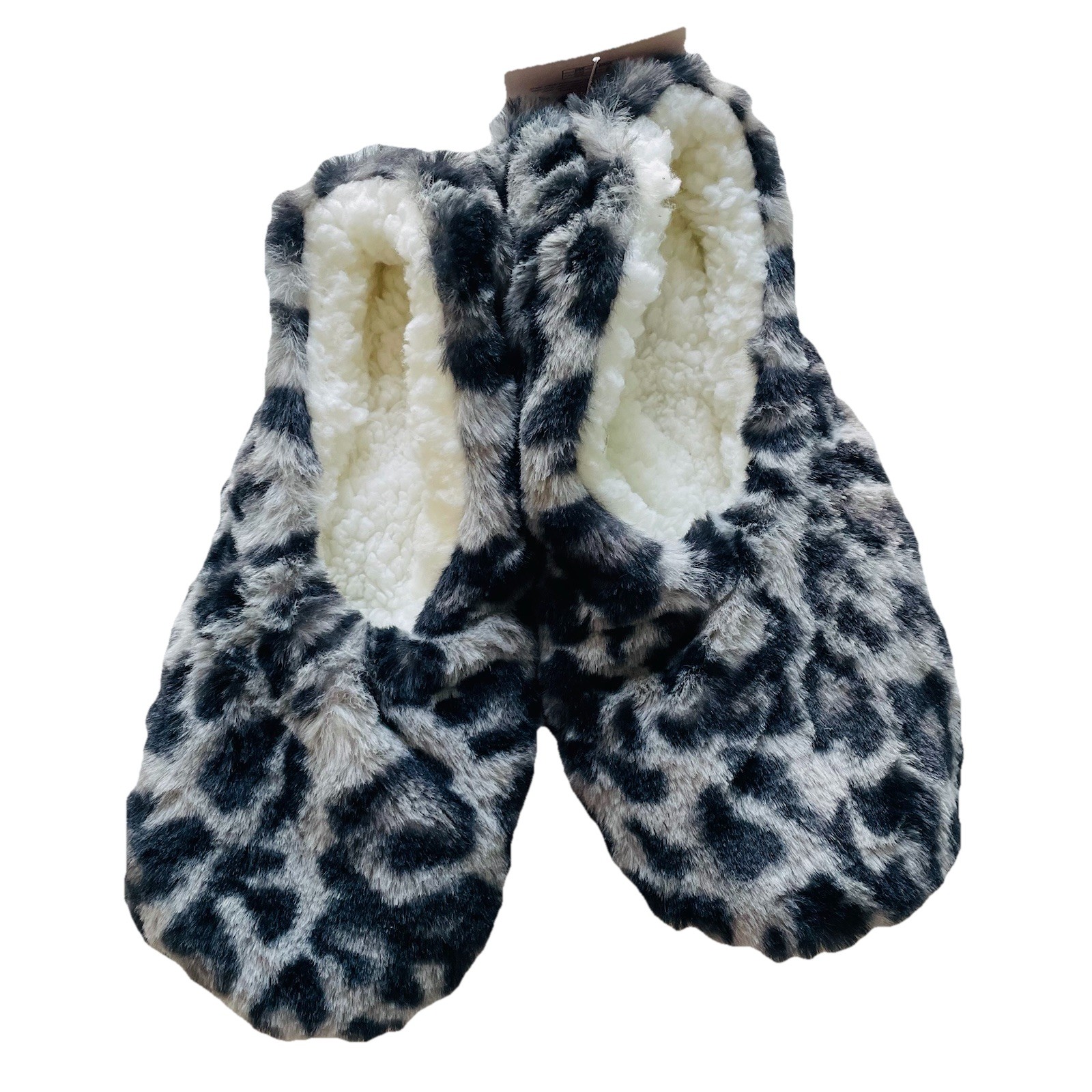 Target Women Size M/L (8-10) Non-Slip Grippers Slipper Socks Gray Leopard Print