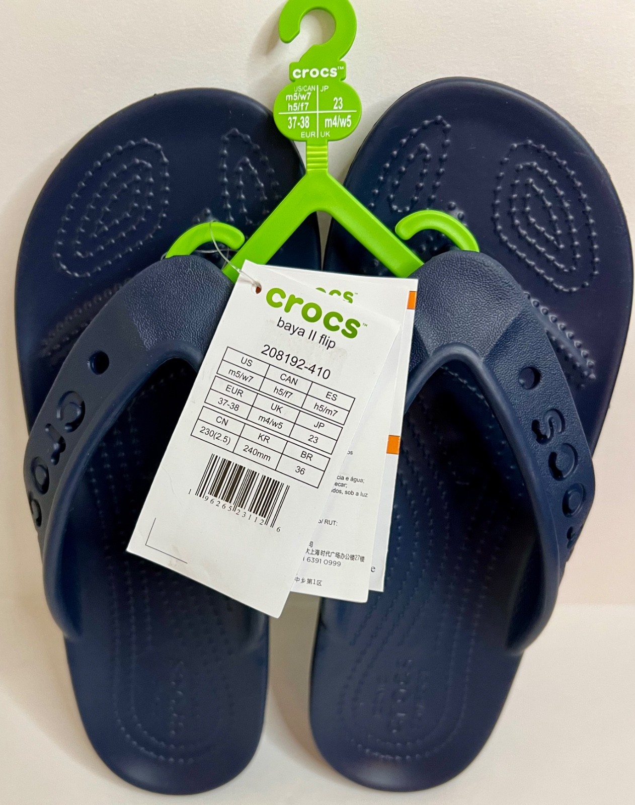 CROCS Baya II Flip Flop Sandals Men 5 Women 7 Navy Blue 208192-410 New Fast Ship