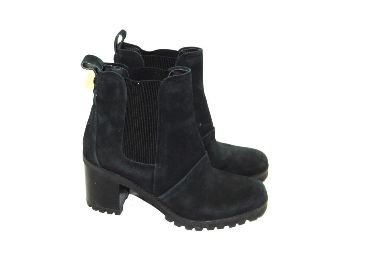 UGG Size 9 40 Black Suede Hazel Chelsea Block Heel Boots Unlined Waterproof