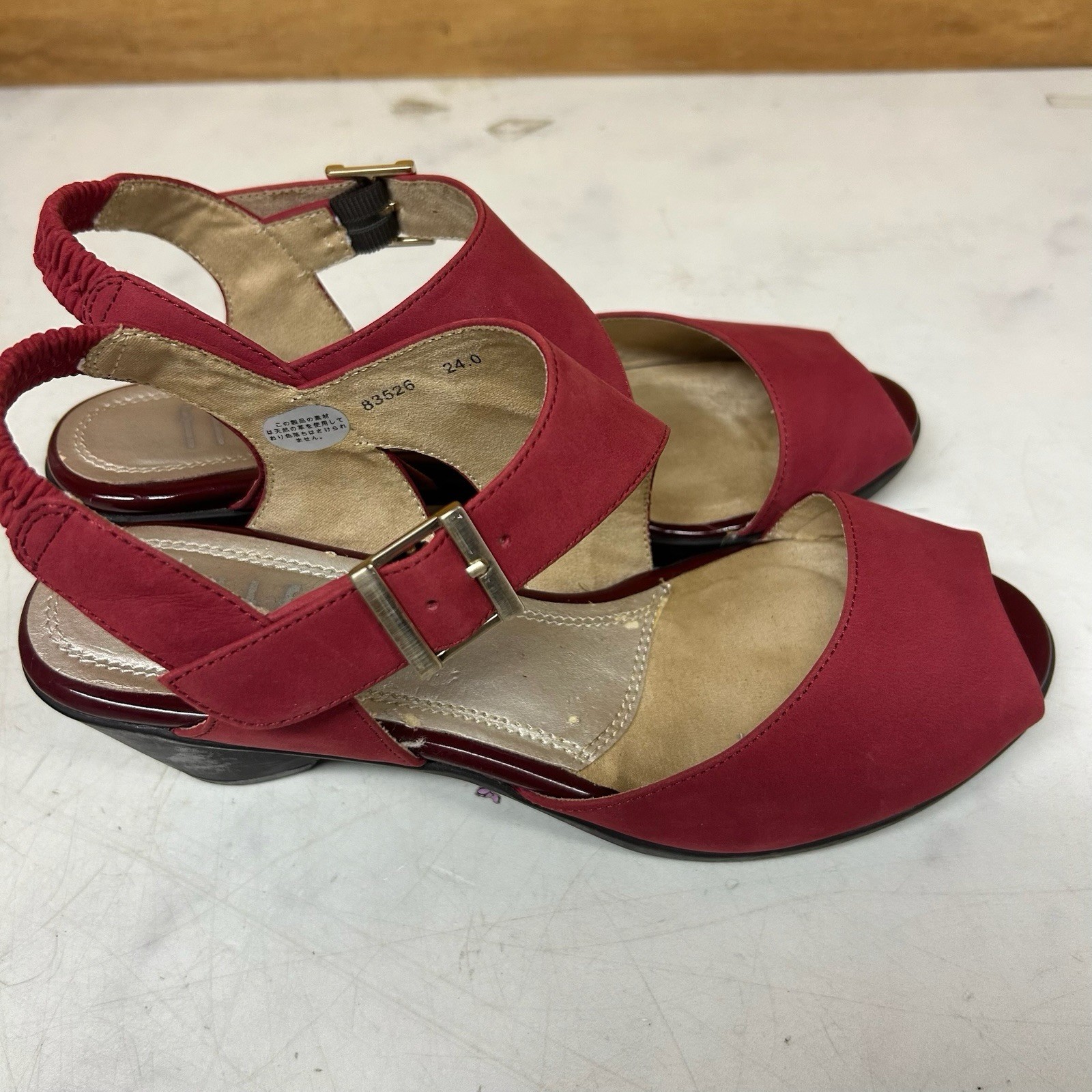 fitfit Women’s Open Toe Slingback Sandals Burgundy Size 24.0cm Comfort