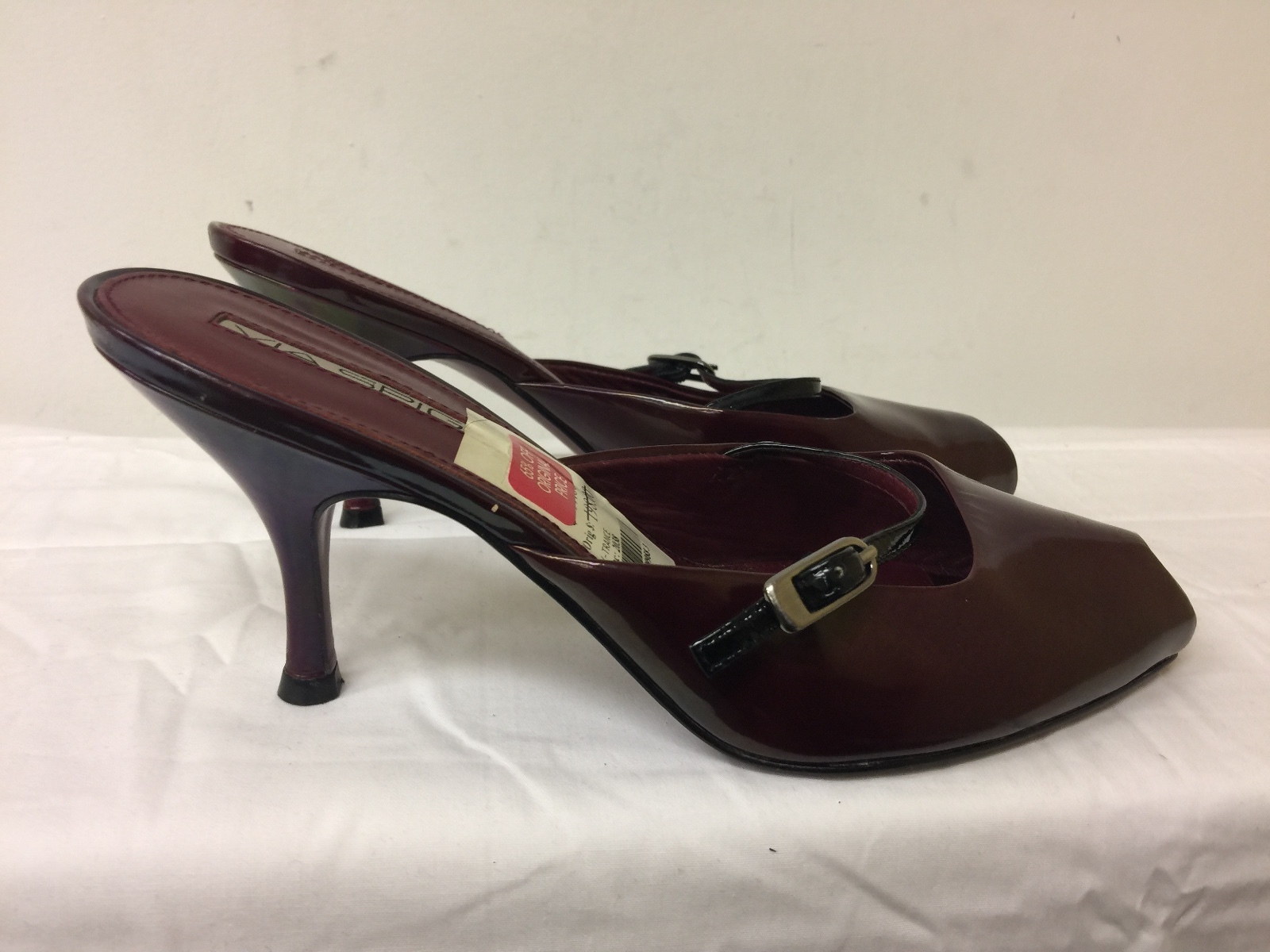 Via Spiga Womens Red open toes Toe Slip Heels Leather slip on shoes Sz 8 M