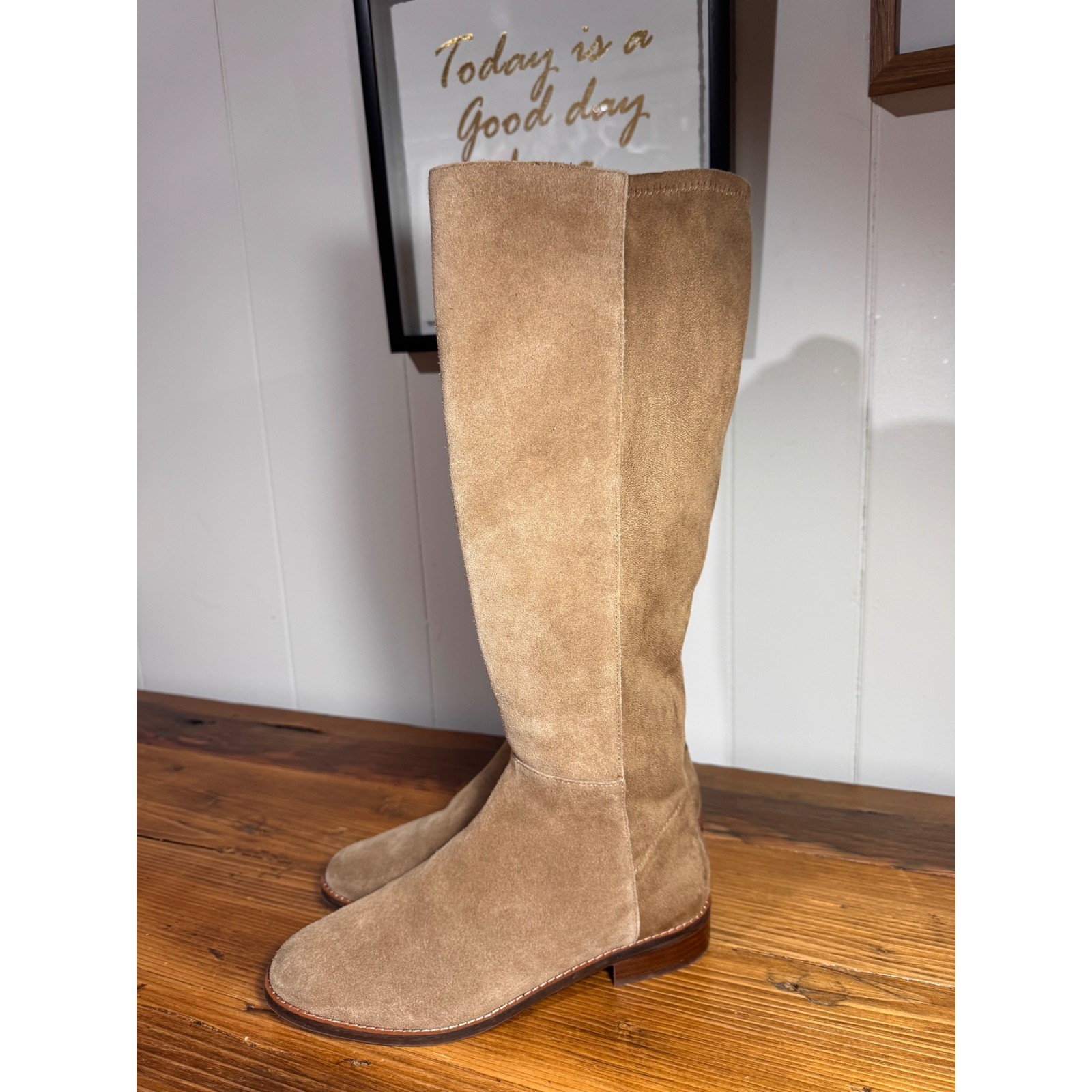Sole Society Idetta Boots Women 8M Tan Suede Tall Knee High SO-IDETTA