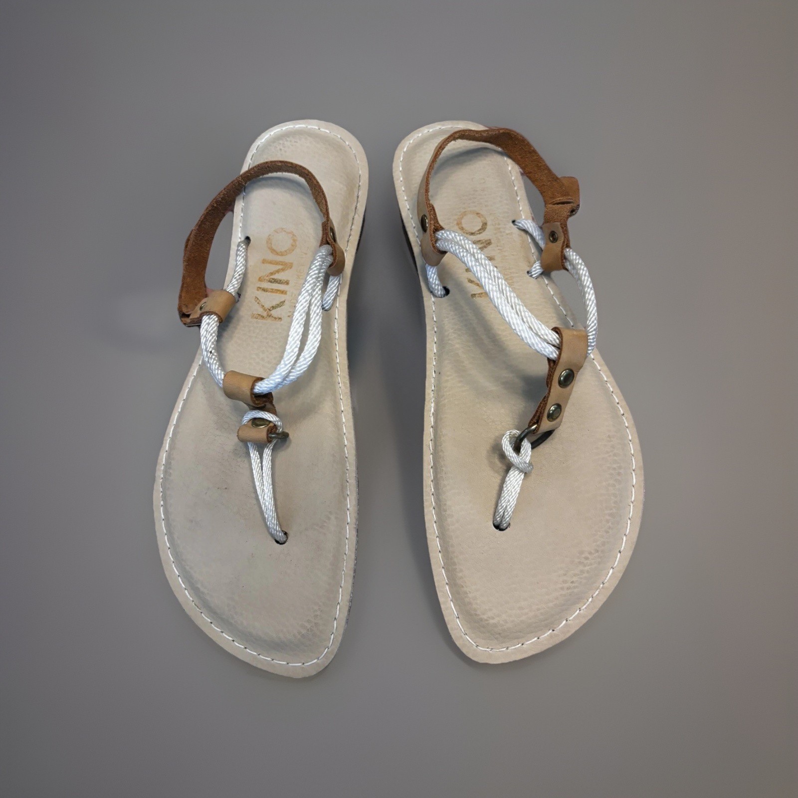 Kino Shoes Tan Leather, Handmade In The Florida Keys Sz 10- Sandals womens EUC