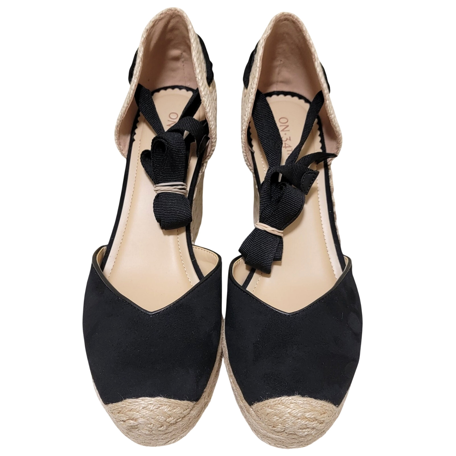 On 34th Melindaa Ankle Wrap Espadrille Wedge Sandals Size US 12M Black BV3YO
