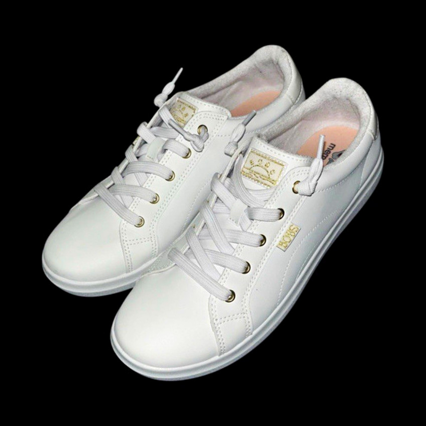 Skechers BOBS Memory Foam Lace-Up Low Top White Sneakers Unisex Floral