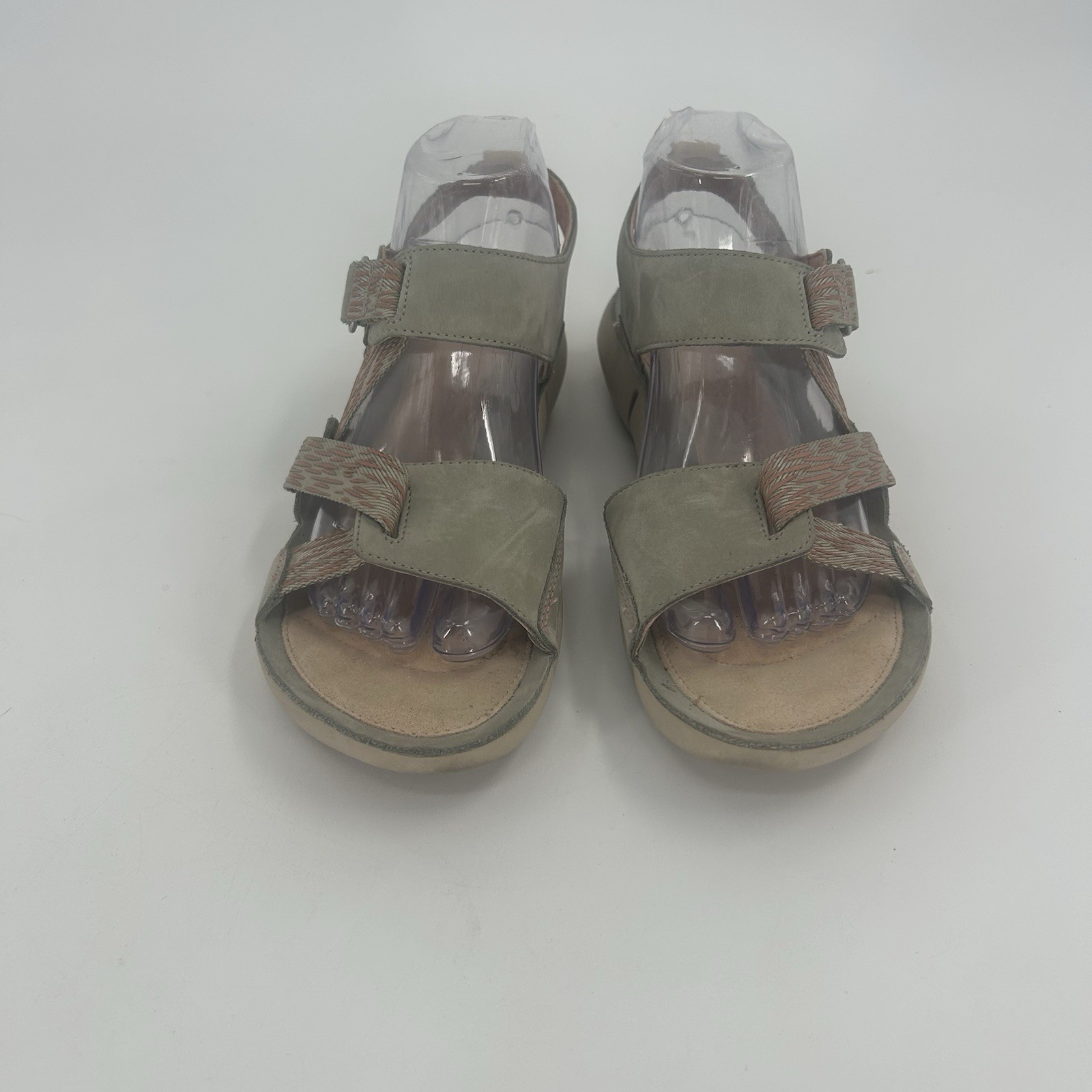 Clarks Womens Tri Clover Sandal Sage Green Nubuk Leather Sz 8.5 M Fast Shipping