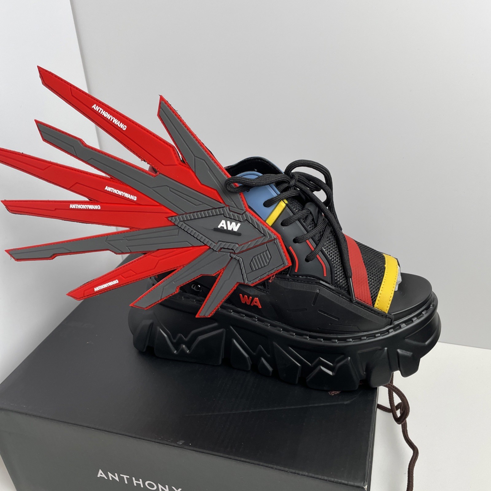 Anthony Wang Gooseberry 01 Gundam Wing Black Platform Wedge Sneakers US W 10