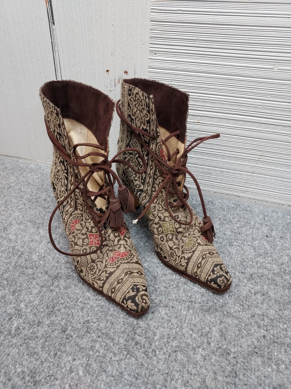 Sidonie Larizzi Paris Women Boots 36.5 Multicolor Lace Up Pointed Toe Outdoor
