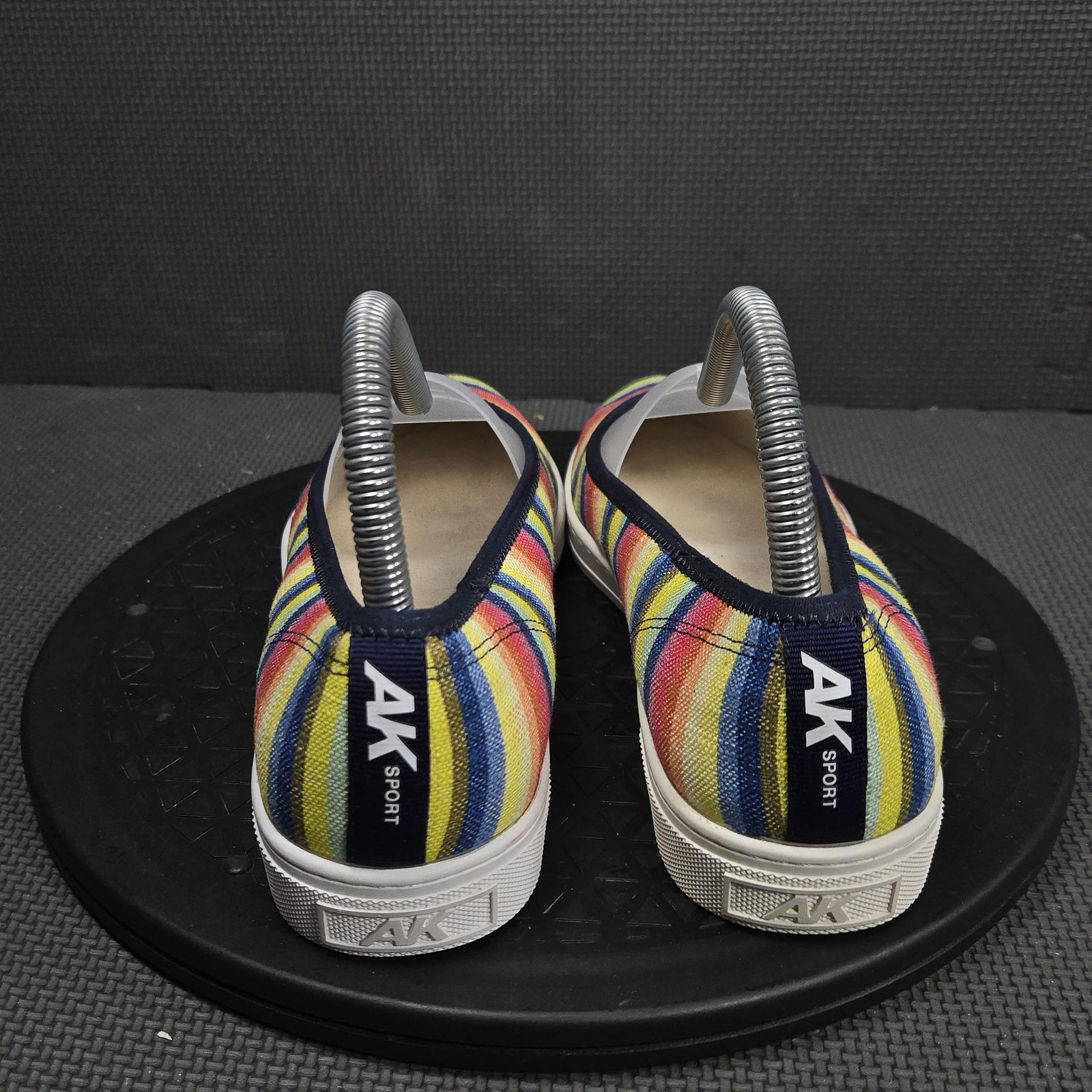 Anne Klein AK Sport Shoes Womens Size 7.5 Rainbow Striped Slip On Flats Comfort