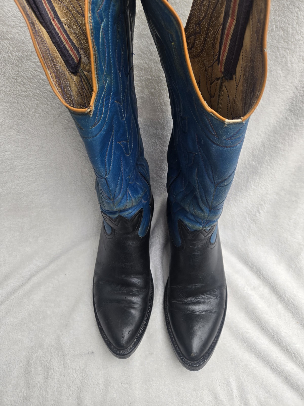 Rare Vintage Bowman’s Wilson Cowboy Boots Yellowstone Blue Black Men 8 N / W 9.5