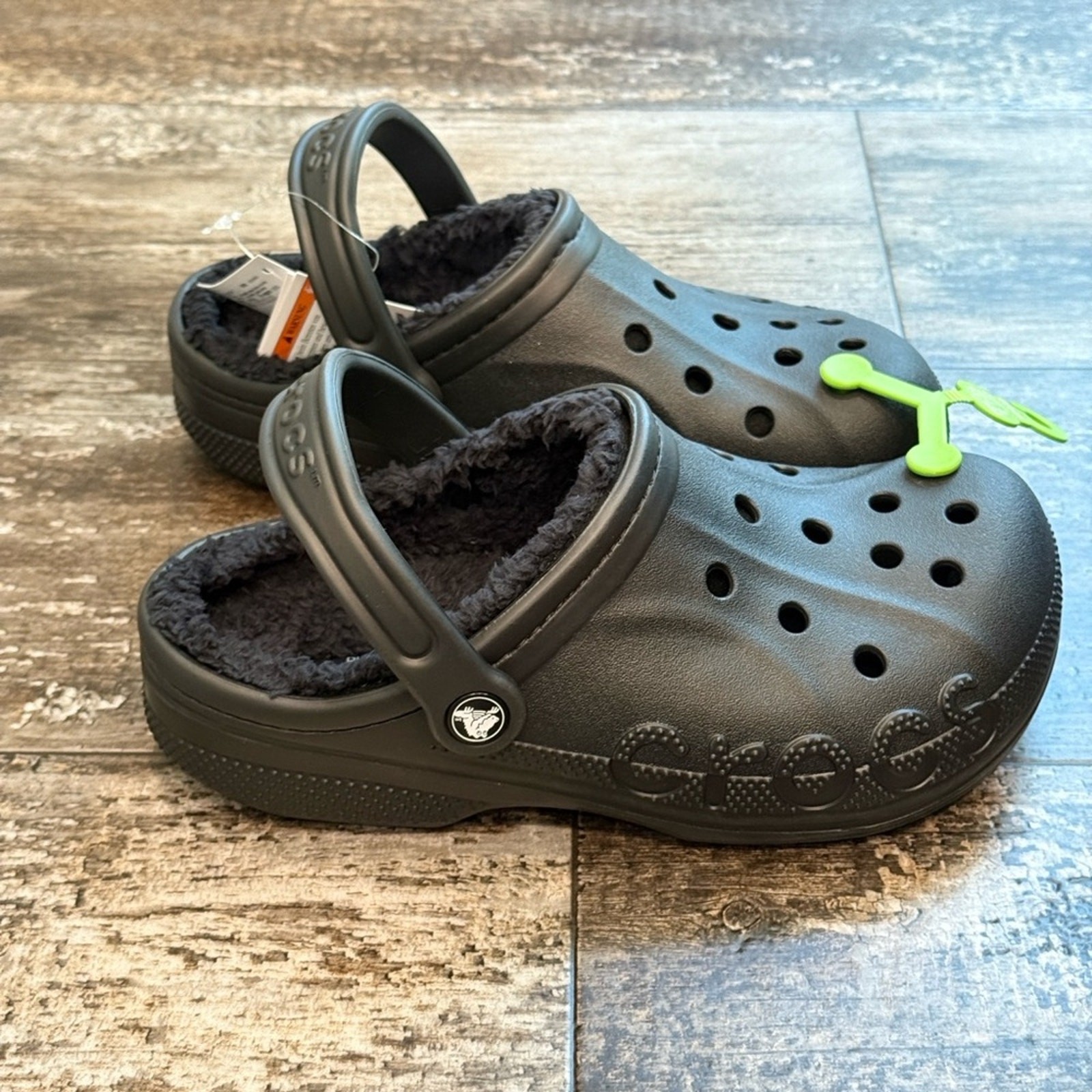 Crocs Baya Lined Clog Relaxed Fit Fleece Cozy Hike Camp Black Womens Size 7 NWT