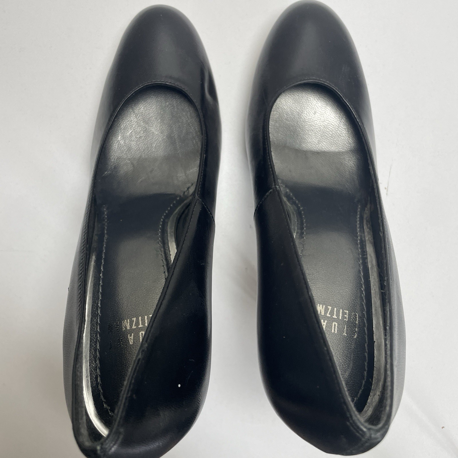 STUART WEITZMAN Size 7 M Black Leather Platform Pumps High Heels 4.75″ Y2K Siren