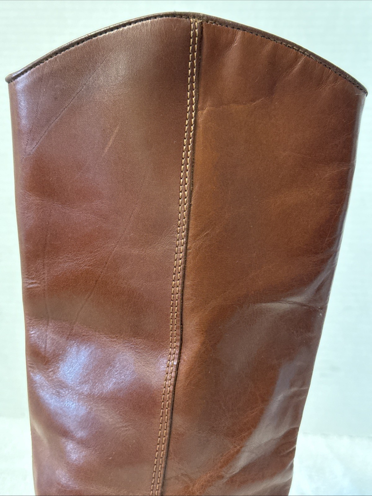 Unisa Flex Womens Cognac Leather Weave Vamp Tall Boots Size 8B Brazil