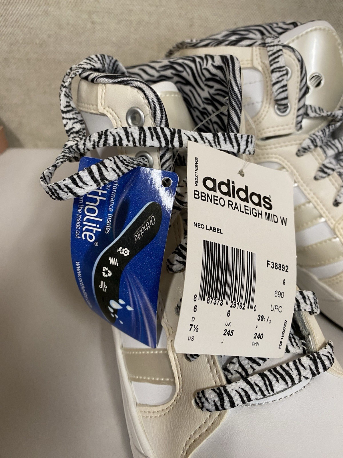 Adidas NEO Zebra High Tops 7.5W ART F38892