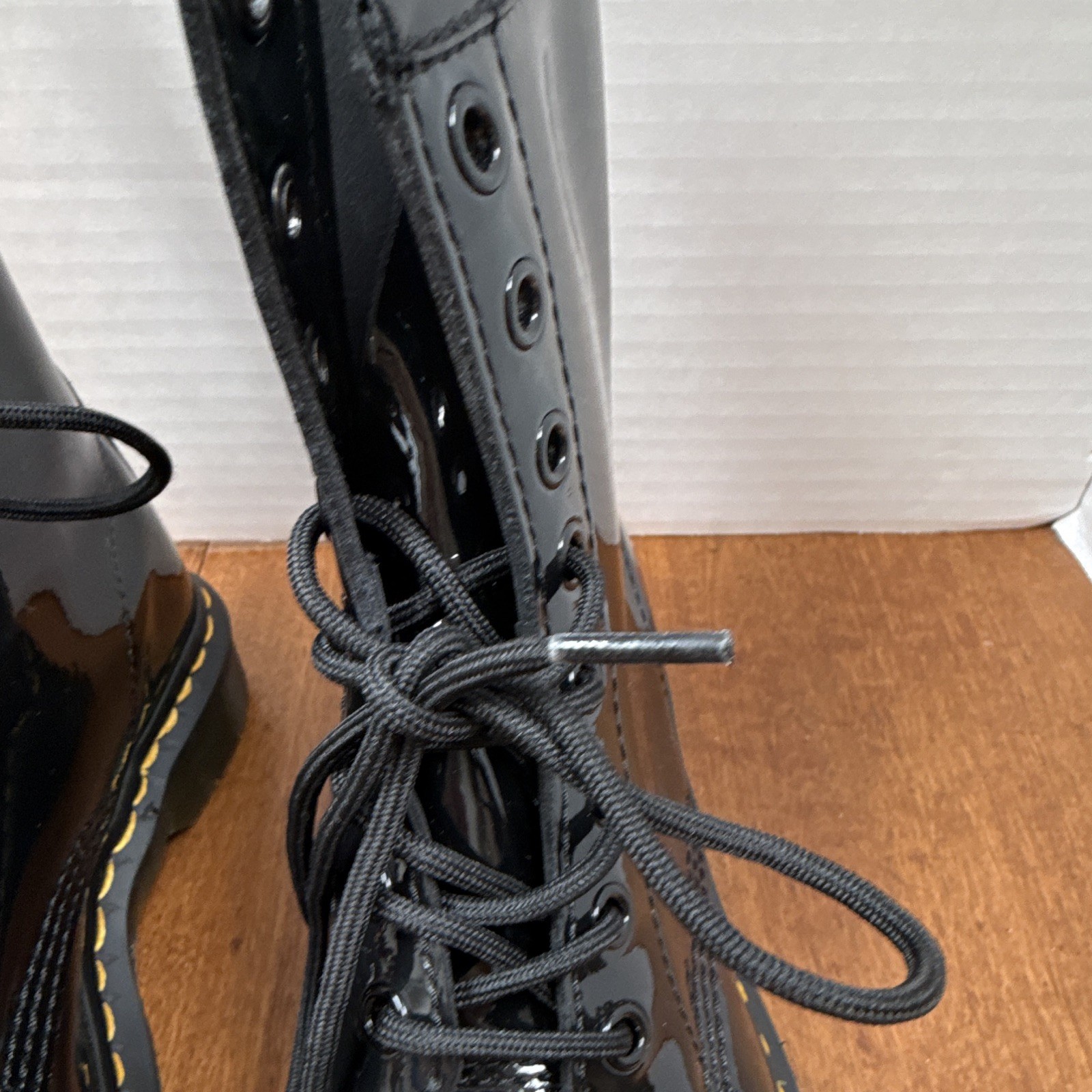 Dr. Martens 1460W Women’s Black Patent Leather Lace-Up Combat Ankle Boot 8