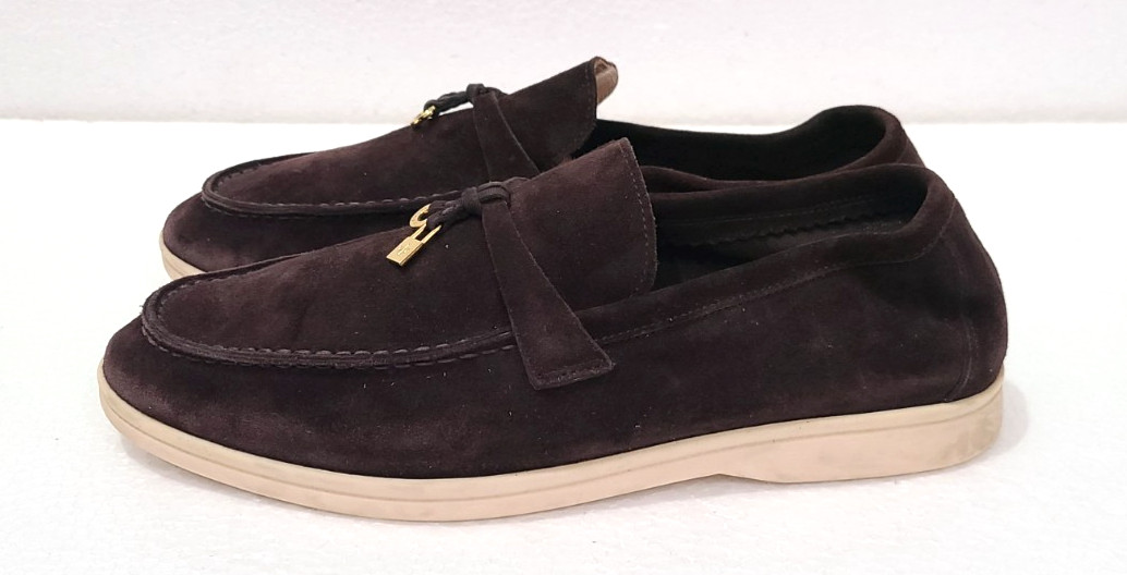 Loro Piana Dark Brown Suede Summer Charms Walk Loafers Size EU 40 US 9.5