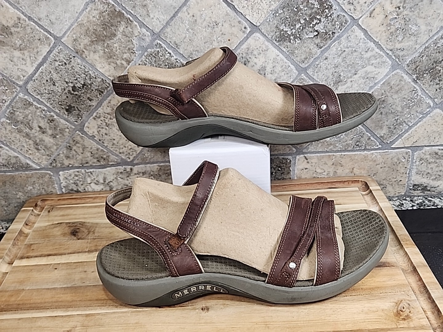 Merrell Sandals Womens 11 Dahlia Coffee Bean Strappy Hook And Loop Brown Leather