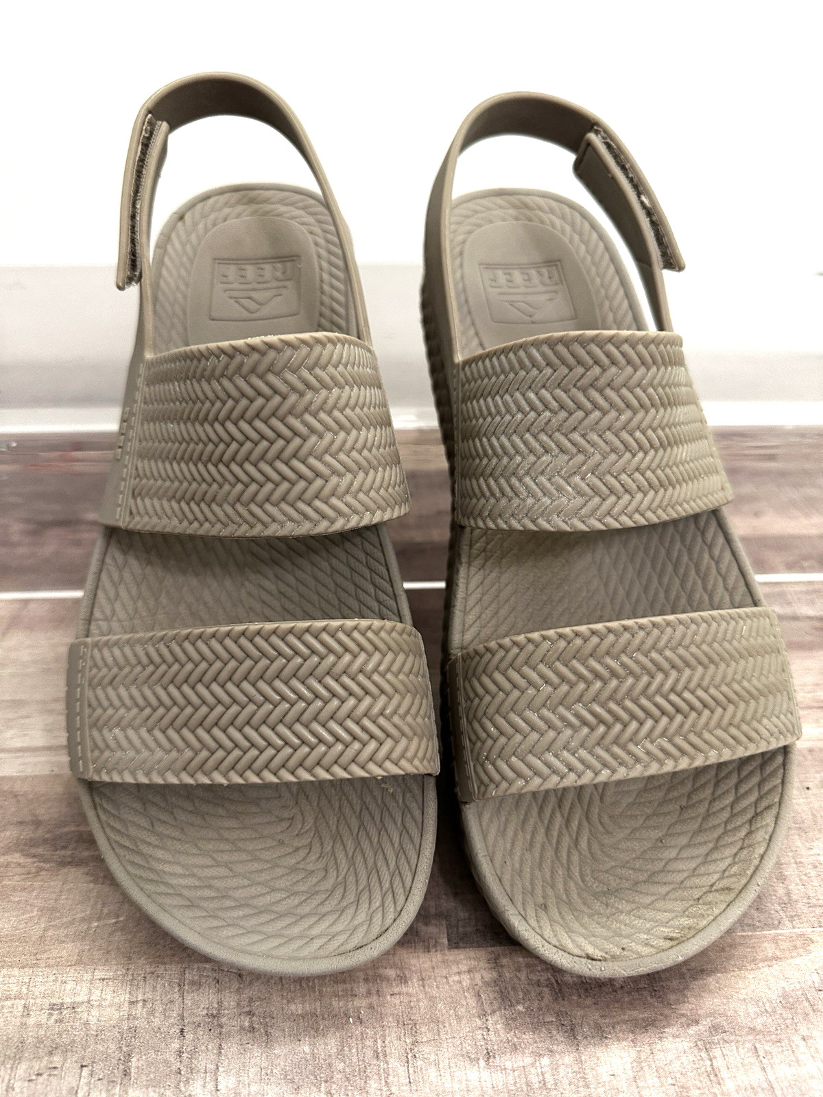 Reef Water Vista Platform Sandals, water shoes, Cable Pattern taupe 9
