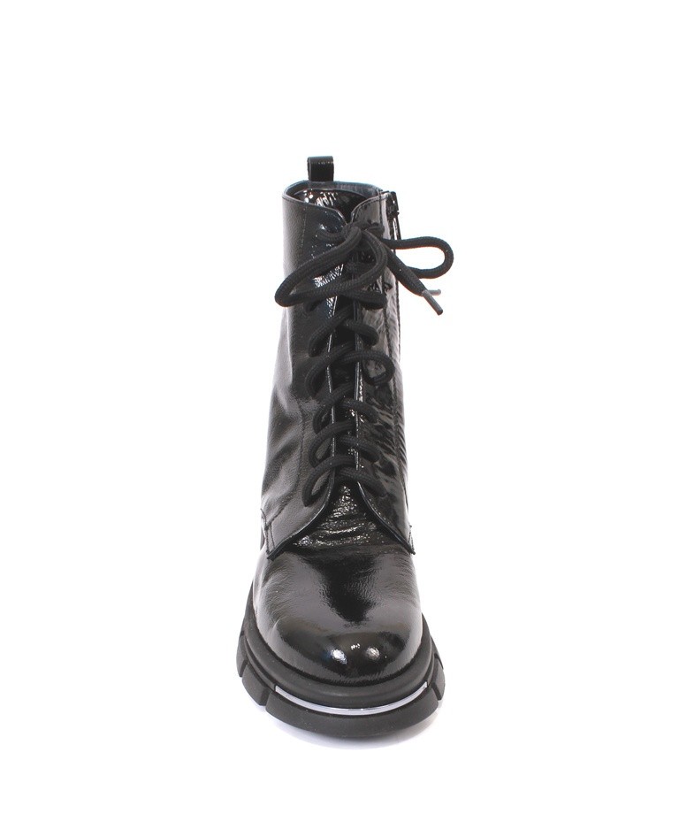 Vernissage 48239b Black Patent Leather Zip-Up Lace-Up Ankle Boots 41 / US 11