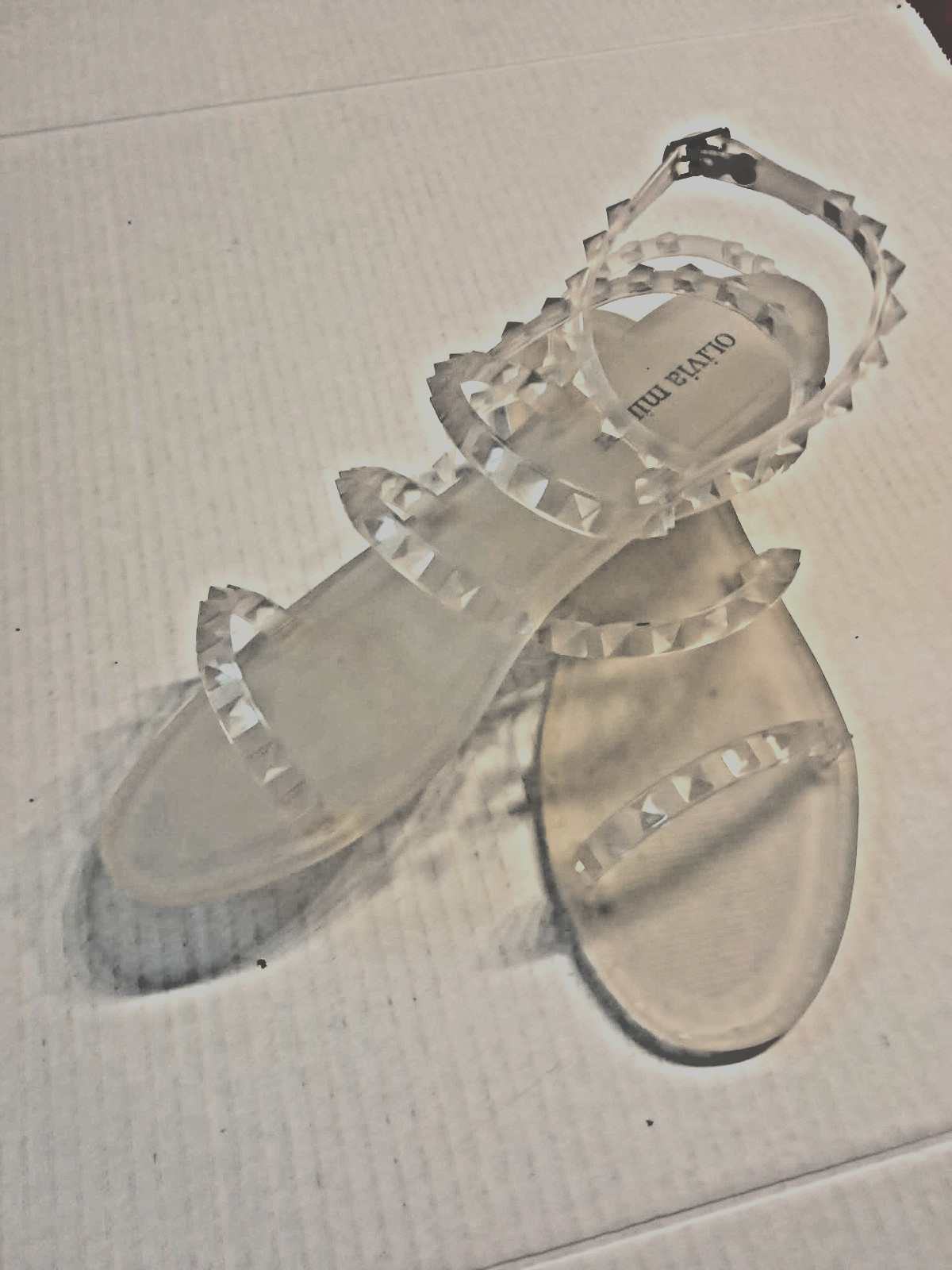 Olivia Miller Women’s Jelly Sandals Pointed Toe Straps/Buckle Closure Flat – US9