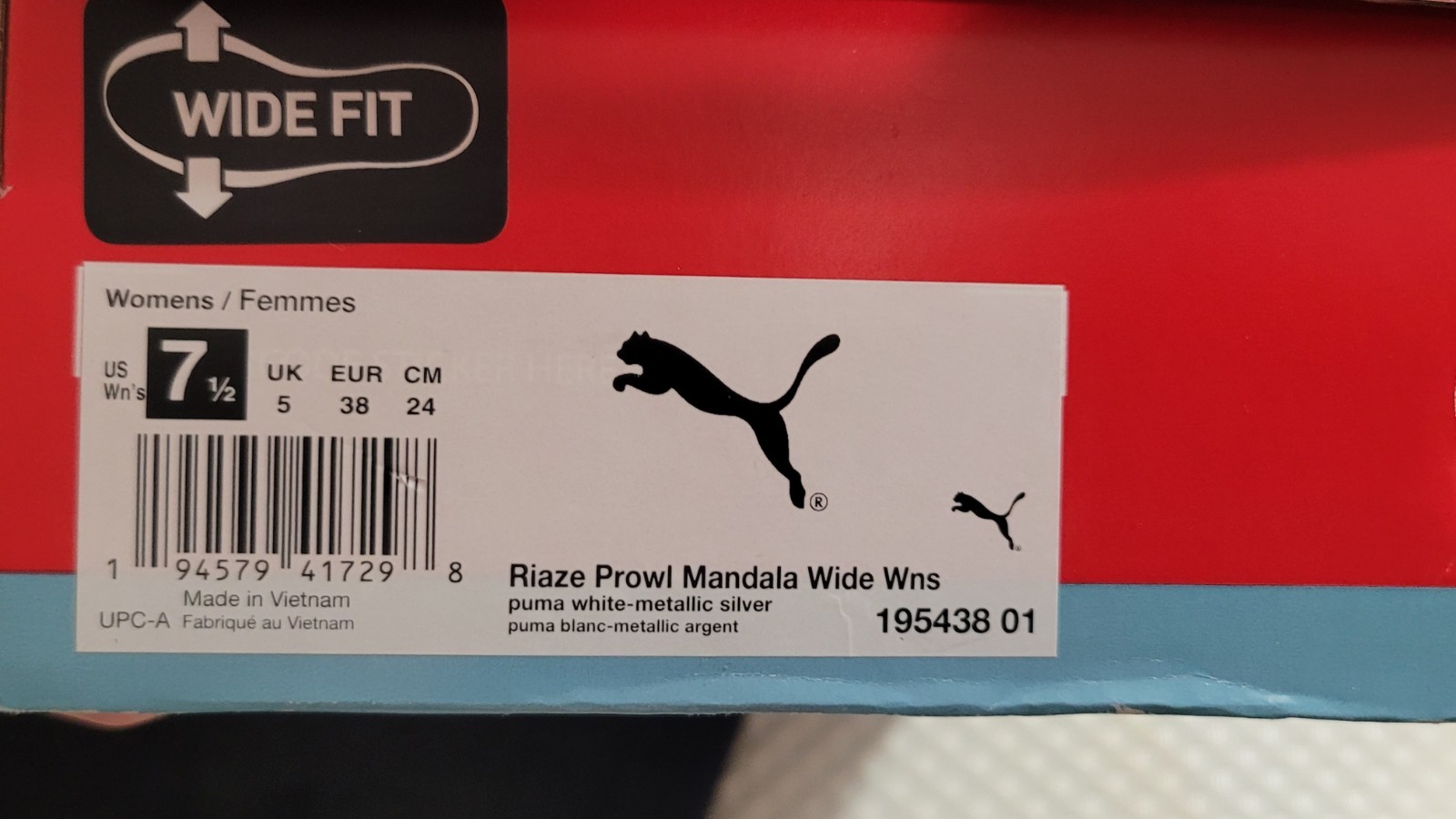 PUMA Riaze Prowl Mandala Wide Women’s Low Top Sneakers White/Silver 195438-01
