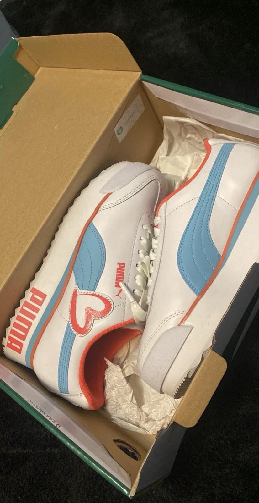 PUMA Teens Low Top Lace-Up Athletic Sneakers White/Blue/Pink