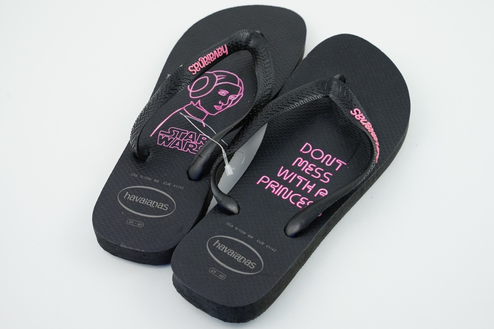 Star Wars Princess Leia NWT! Havaianas Black/Pink USA 9/10 W 8M Sandals 41/42
