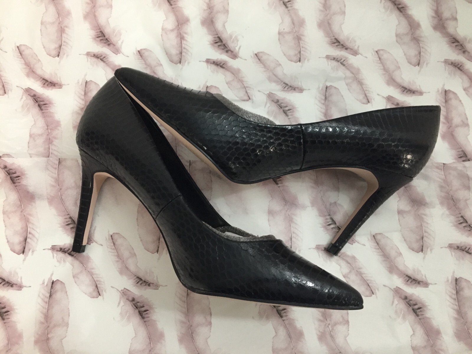 Black Pump Shoes Carpena Faux Snakeskin Jessica Simpson 3 1/4 inch heel US size