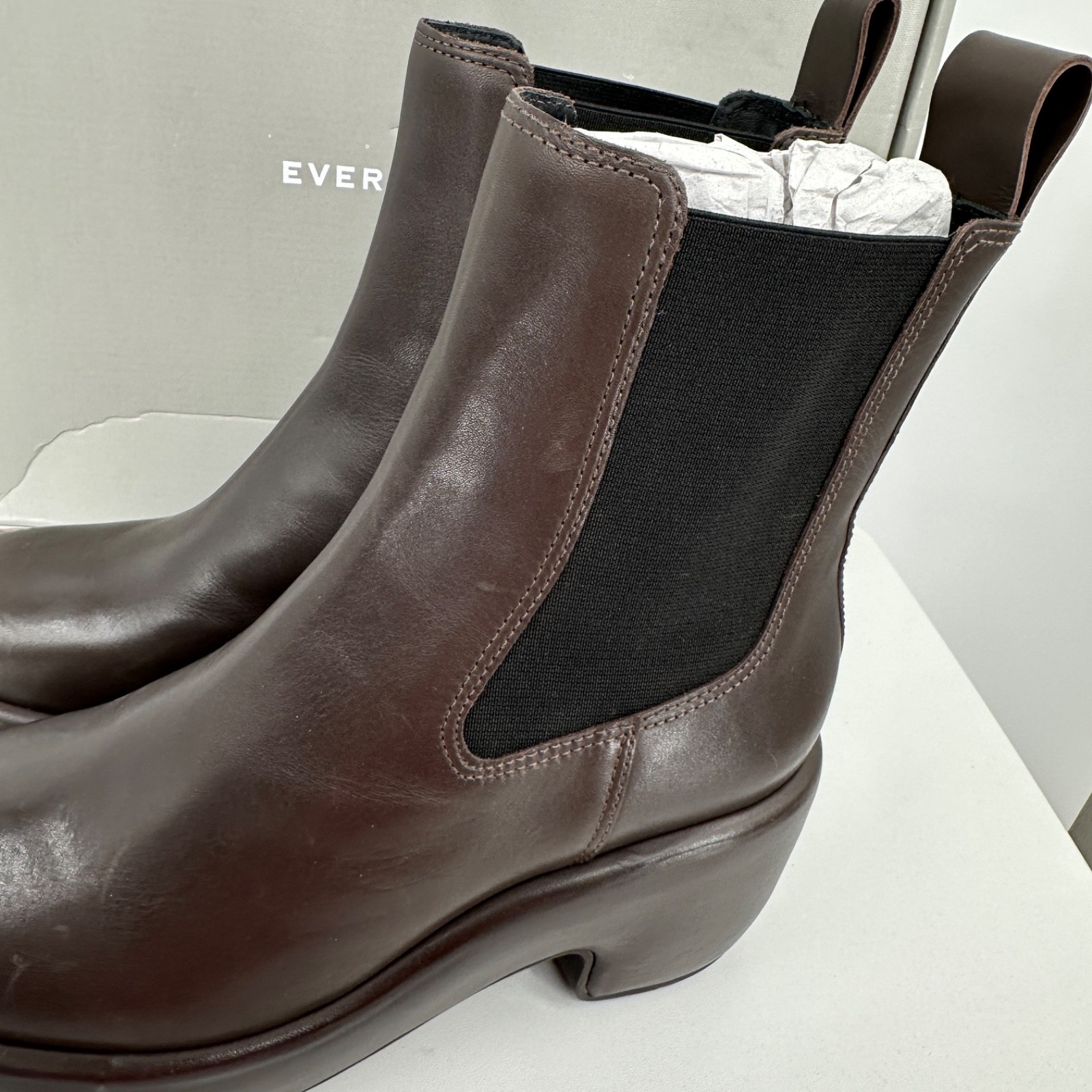 Everlane The Puffa Boot in Dark Brown size 9 Chelsea Ankle 3.25″ Chunky Platform